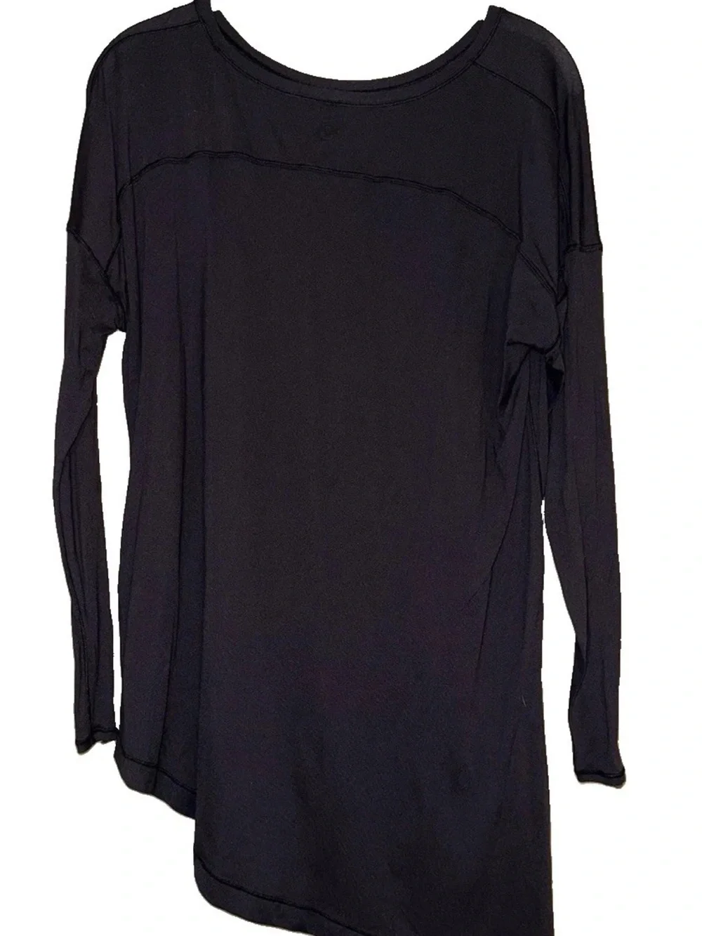 Lululemon Asymmetrical Long Sleeve T Women Size 8 Black Excellent Relaxed Fit